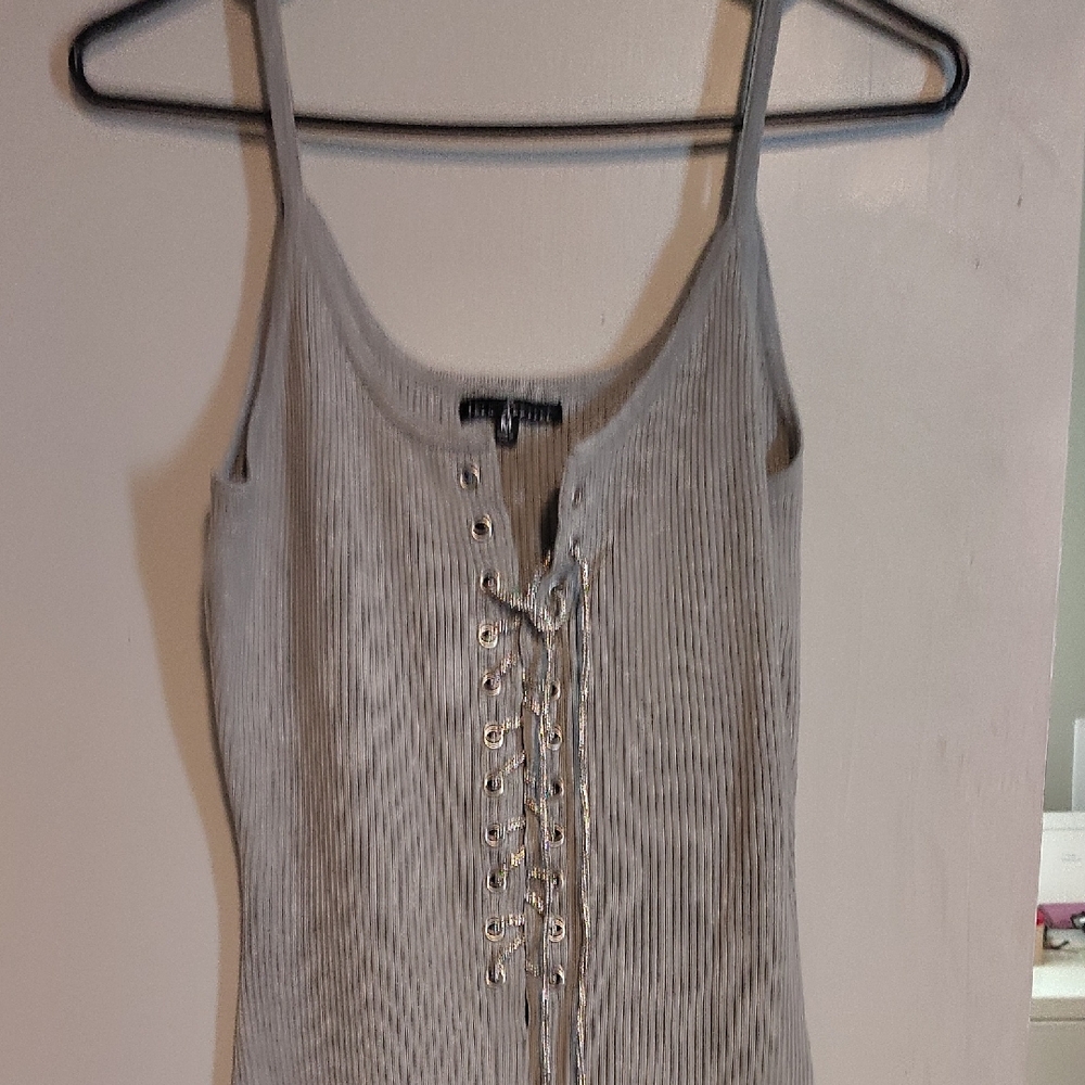 Elegant Gray Lace-Up Camisole